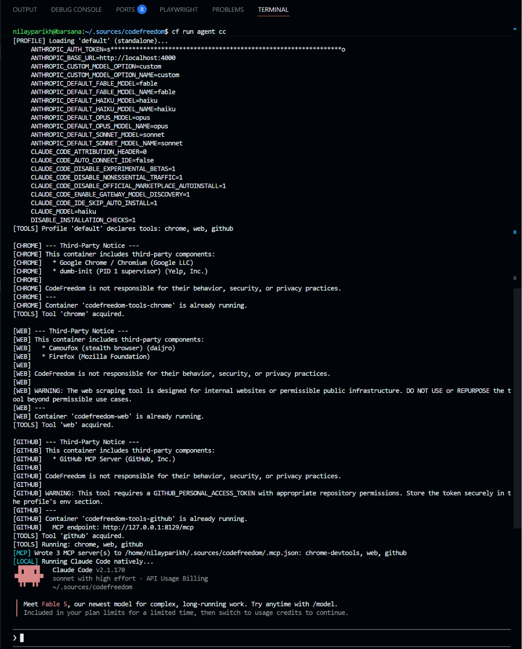 Claude Code running